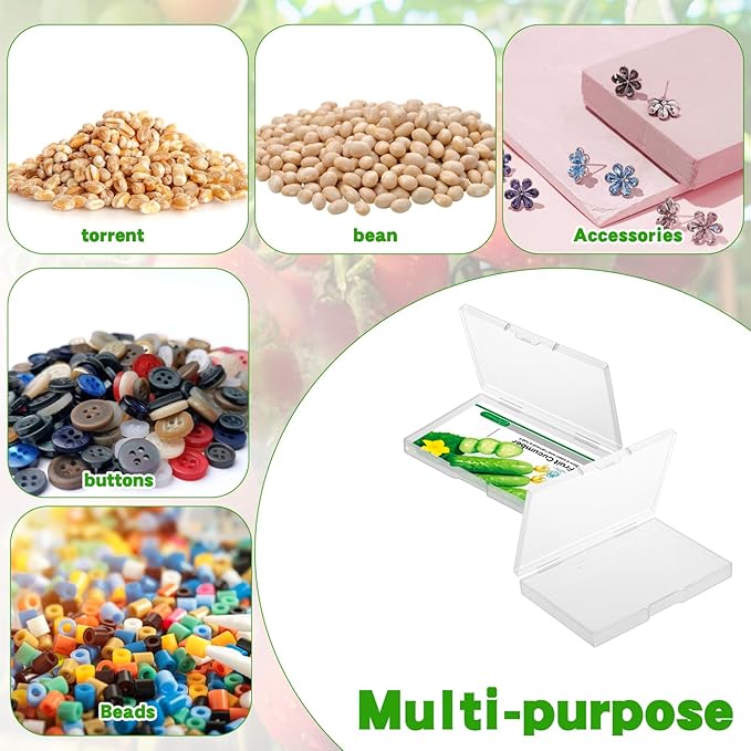24 Slot Seed Storage Organizer Box with Dual Zipper Bag, Garden Seed Organize Sealed Bags and 160 Pcs Label Stickers Saving Container Keeper Set for Garden Vegetable Flower Plants