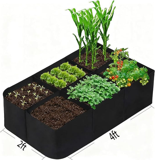 4x2 Ft Fabric Raised Garden Bed with 6 Grids - Perfect for Tomato and Potato Grow Bags, Outdoor Indoor Vegetable Garden Clearance Grow A Garden Solution
