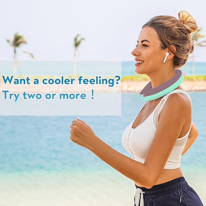 2PCS Neck Cooling Tube with Cold Insulated Bag,Reusable Ice Neck Cool Wearable Body Cooling Products for Summer Heat (Green*2)