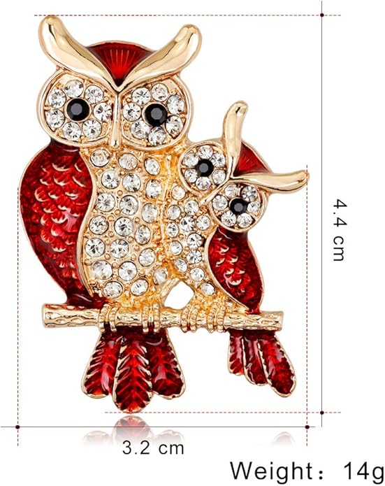 Rhinestone Owl Brooch Pin for Women Cute Big Cartoon Cat Eye Stone Owl Bird Brooch Unique Double Owl Brooch Pin Clothes Bag Hat Dress Jewelry