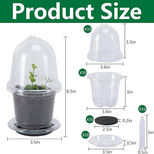 EBaokuup 10 Pack Self Watering Seed Starter Pot, 6.5 x 3.5 Inch Automatic Watering Plant Nursery Pots with Humidity Dome, Self Watering Nursery Pots for Potted Plants Seed Germination