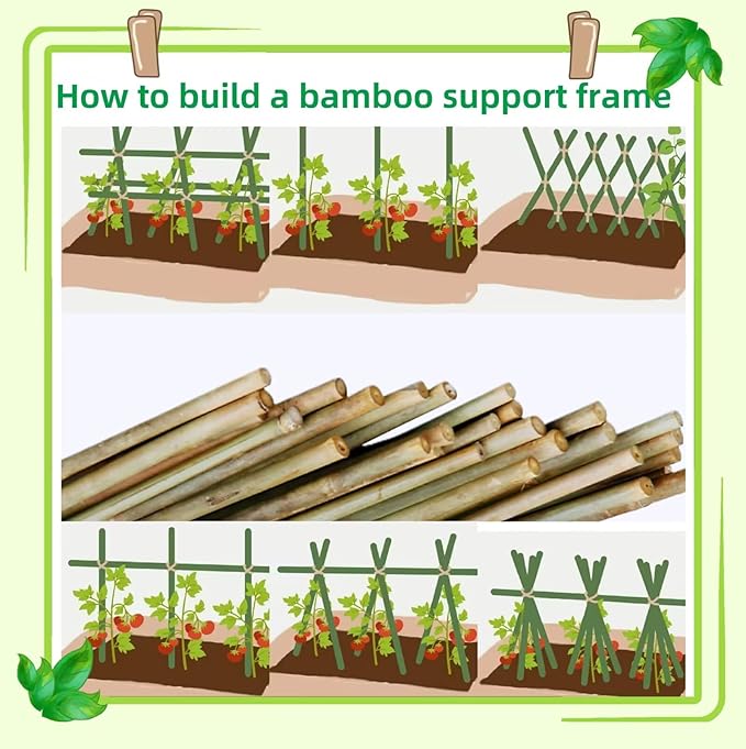 50Pcs Plant Stakes, 4.0 FT Natural Bamboo Garden Stakes, Plant Support Stakes,Bamboo Sticks for Tomato,Beans, Flowers, Vegetable and Climbing Plants