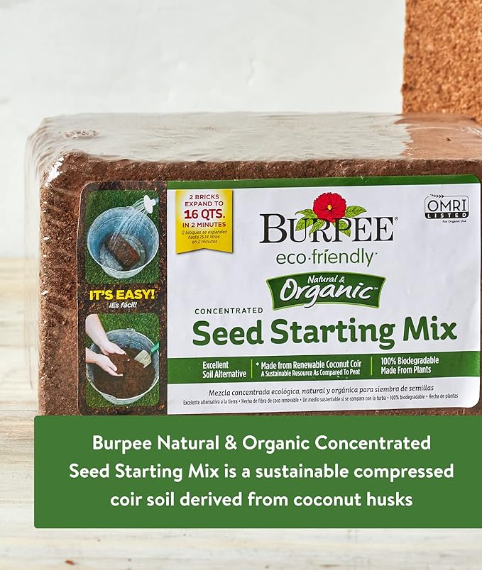 Burpee 9 Quart Premium Organic Potting Soil Mix & 16 Quart Organic Coconut Coir Seed Starting Mix
