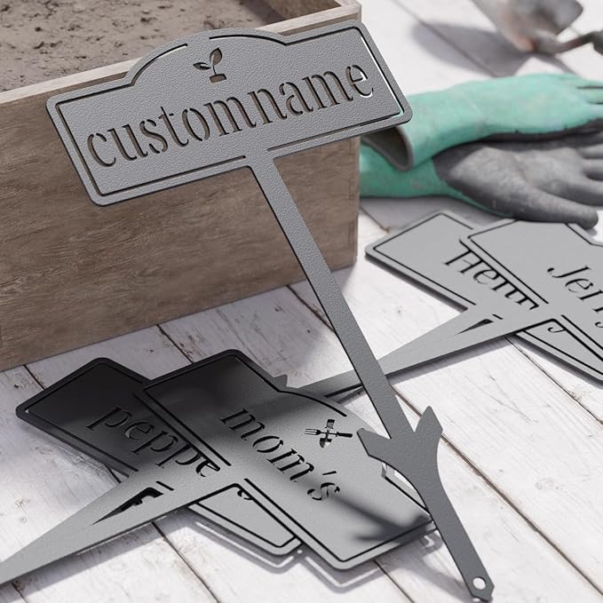 Herb Garden Markers Plant Labels, Customized Metal Gardens Plant Markers for Vegetables, Garden Tags Plant Name Stakes (2 PCS)