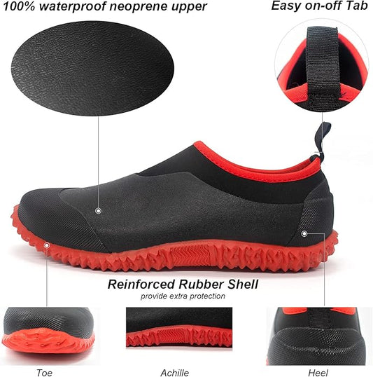 SWIFTFROG Men’s Garden Boots - Unisex Waterproof Ankle Slip-On Footwear Rubber Rain Boots for Men Women Outdoor,Camping,Gardening