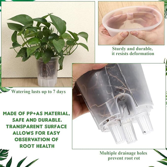 9 Piece Self Watering Pots with Drainage Holes and Deep Reservoir Clear Flower Pots Flexible Plastic Planter Pot for Indoor/Outdoor Plants(4.7'', 5.9'' and 7'')