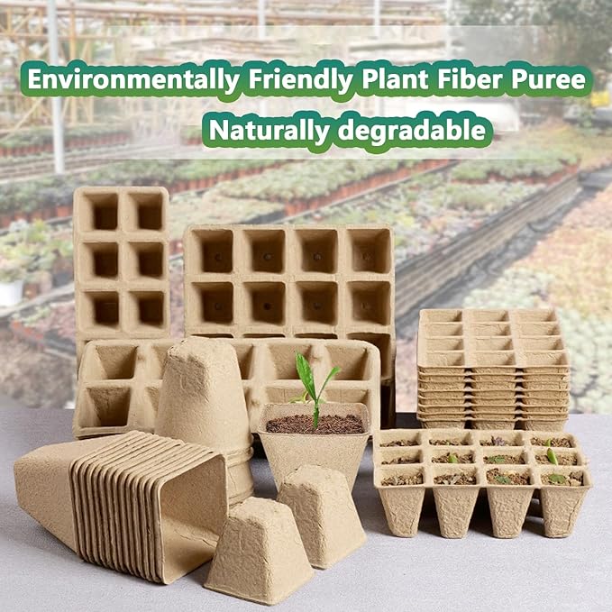 360 Cells Seed Starter Tray, 30 Pack Biodegradable Peat Pots with 200 Labels, Plant Starter Kit for Seedlings