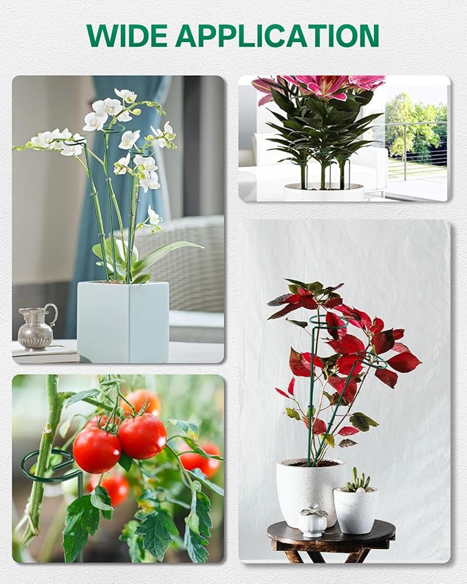 Breeze Touch 6 Pack Plant Stakes, 16 Inch Plant Support Stakes with 15 Twist Ties, Plant Sticks Support, Flower Stakes for Plants Peony, Tomato Seedling, Marigold, Amaryllis, Sapling, Coreopsis