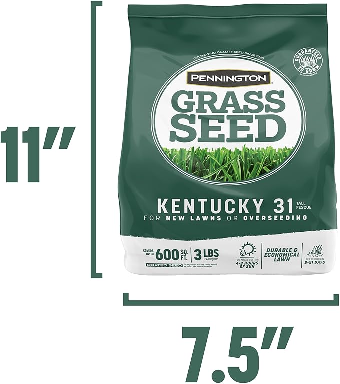 Pennington 100% Kentucky 31 Tall Fescue Penkoted Grass Seed 3 lb