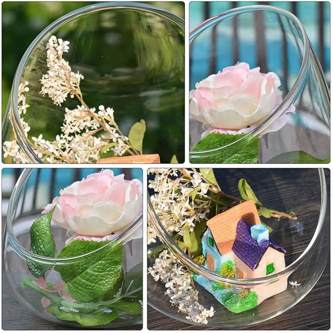 Cabilock 2pcs Transparent Glass Micro Landscape Bottles Multi-Functional Household Storage Holders for Succulents Plants and Home Organization