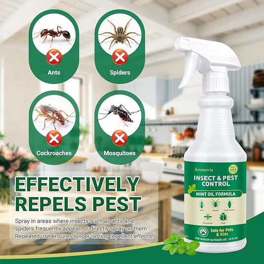 Peppermint Oil Insect Repellent Spray 16 OZ, Natural Indoor & Outdoor Bug Control for Spiders, Ants, Roaches, and More, Kids and Pets Safe, Suit for Garage Kitchen Attic Patio Basement
