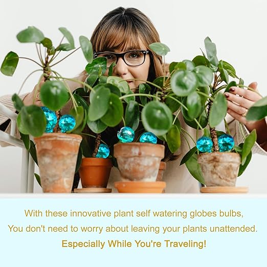 Plastic Self Watering Globes for Plants,14 PCS Plant Watering Globes,with Funnel+Label+Mix Rocks,Plastic Automatic Devices Watering Globe for Indoor Outdoor Plants, Garden,Flowers,Vacation Plant Care