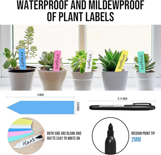Plant Labels 1000 Pcs Yuanling for Seeding Plastic Waterproof Plant Name Tags Garden Labels Marker Garden Pots Stakes for Outdoor Potted Plants Belt Permanent Marking Pen(5 Colors)