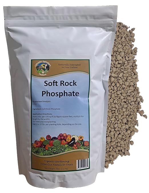 Soft Rock Phosphate (0-3-0) 5 Pounds Organic Fertilizer with Calcium & Minerals, Long-Lasting Soil Benefits for Vibrant Plants - Lancaster Agriculture Products