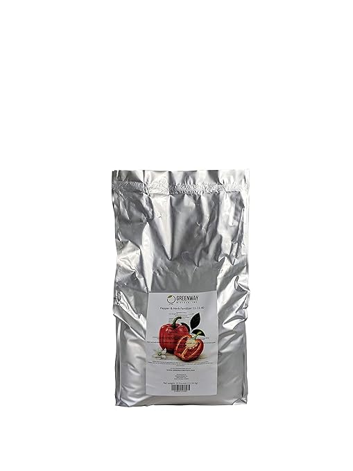 Greenway Biotech, Inc. Pepper & Herb Fertilizer 11-11-40 Powder - Water Soluble with Chelated Micronutrients for Hot & Bell Peppers Basil - Hotter Peppers Aromatic Herbs - Hydroponics & Soil - 25 LB