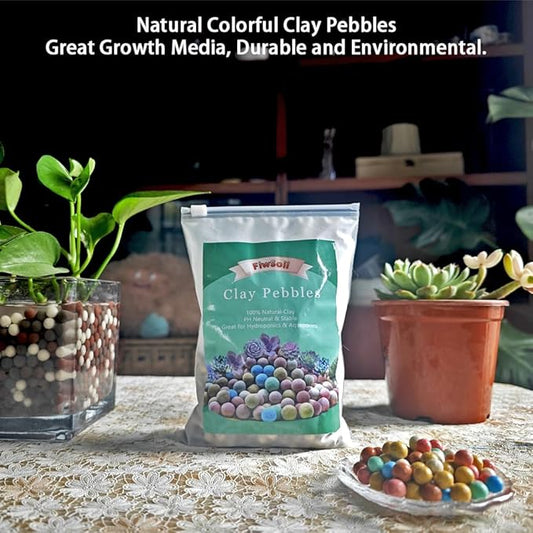 Colorful Leca Clay Pebbles 5LBS for Plants 8-10mm Natural Organic Leca Balls Indoor Potting Garden Soil for Orchid, Succulents, Hydroponics, Decoration, Drainage (Colorful-2, 5 lbs)