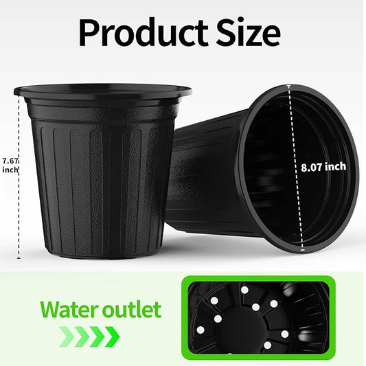 100 Pcs 2 Gallon Planter Nursery Pots, Seed Starting Pot Plastic Flower Seedling Pots with Drainage Holes Flexible Plant Container for Indoor Outdoor Garden Lawn Yard Plants Seedlings (100, 2 Gallon)