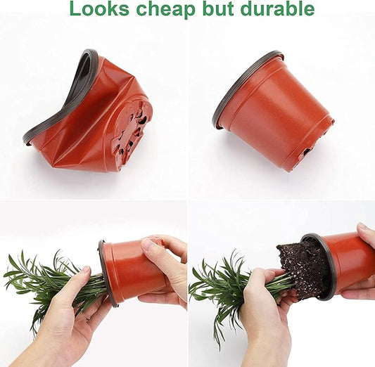 MIXC Plant Nursery Pots with Humidity Dome 4" Soft Transparent Plastic Gardening Pot Planting Containers Cups Planter Small Starter Seed Starting Trays for Seedling with 10pcs Plant Labels,30 Sets