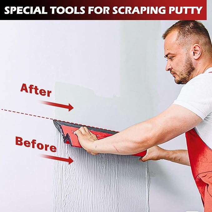 Drywall Skimming Blade Set, Include 24" Skimming Blade, 12" Mud Pan, 7" Drywall Compound Rollers, a Extension Handle and Three Drywall Tools for Drywall/Plaster/Wallboard