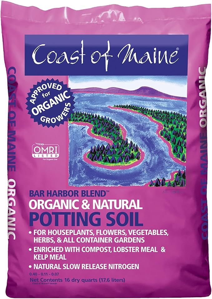 Coast of Maine Bar Harbor Blend, 16qt (Pack of 8) Organic and Natural Potting Soil for Houseplants, Flowers, Vegetables, Herbs and Containers