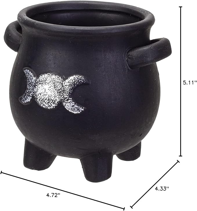 Pacific Giftware Witches Cauldron Terracotta Planter Pot Candy Holder Tabletop Figurine (Triple Moon)