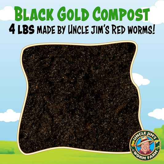 Uncle Jim's Worm Farm Black Gold Worm Castings Compost Fertilizer for Garden Soil | Red Wriggler Earthworm Casting Organic Fertilizer for Plants | Nutrient Rich Fertilizer Solutions | 4 lbs