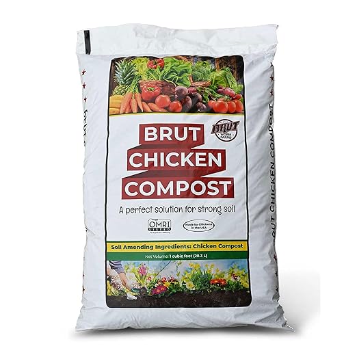 Brut Organic Chicken Compost 1 Cubic ft Nutrient Rich Fertilizer for Thriving Gardens Safe, Pure, and Effective Treatment (2 Pack)