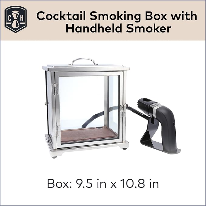 Crafthouse by Fortessa Glass Cocktail Smoking Box with Handheld Smoker