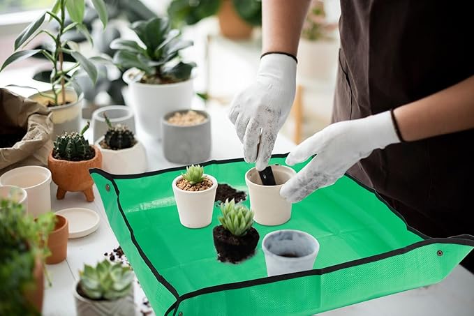 Azureblue 2 Pieces Pottng Mat Set, 26.8inch Plant Repotting Mat+30inch Potting Soil Mat for Indoor House Plants Repotting