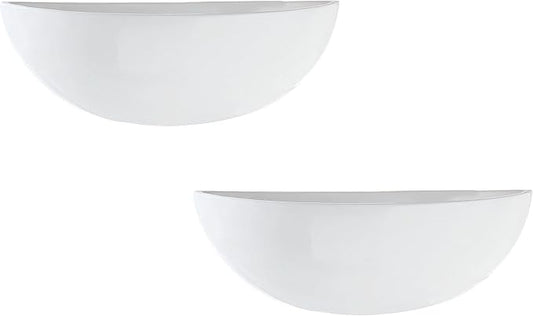 MyGift White Ceramic Wall Planters for Indoor Plants, Half Bowl Hanging Vase, Wall Mounted Succulent Planters, Set of 2