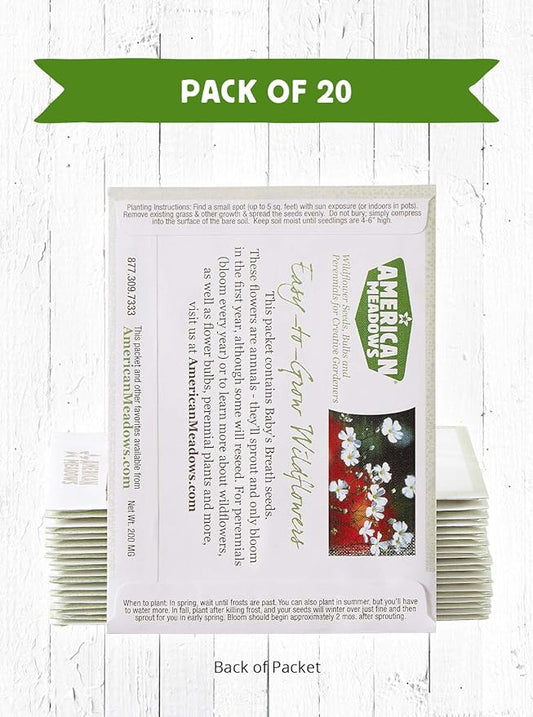 American Meadows Wildflower Seed Packets Baby Shower Party Favors (Pack of 20) - Baby's Breath Wildflower Seed Packet Favors for Baby Showers and Sprinkles, Great Gift for Hostesses