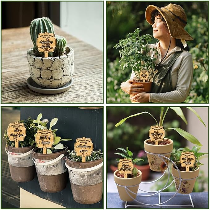 arricraft 15 Pcs Wooden Plant Tags, Waterproof Garden Stake Labels Weeding Plant Marker with Text for Indoor Outdoor Potted Plants Nursery Marker Decoration