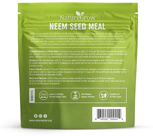 Neem Seed Meal - Organic Fertilizer for Healthy Plant Growth and Soil Health (12 Pounds)