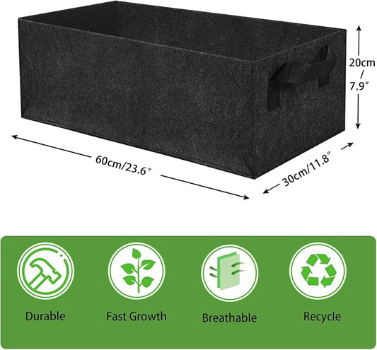3 Pack Plant Grow Bags,Breathable Fabric Raised Garden Bed,36L/9.5 Gallon 400GSM Heavy Duty Rectangle Growing Pots for Vegetable,Flowers,Fruit/ Flower Planter Containers with Handles(60x30x20cm)