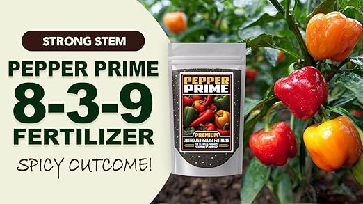 Fertilizer Commercial Grade | Pepper Prime 8-3-9 | 5 Ounces | Custom Professional Mix Blend | Controlled-Release Granular | Chelated Micronutrients | Season-Long Feed | Container and In-Ground Plants