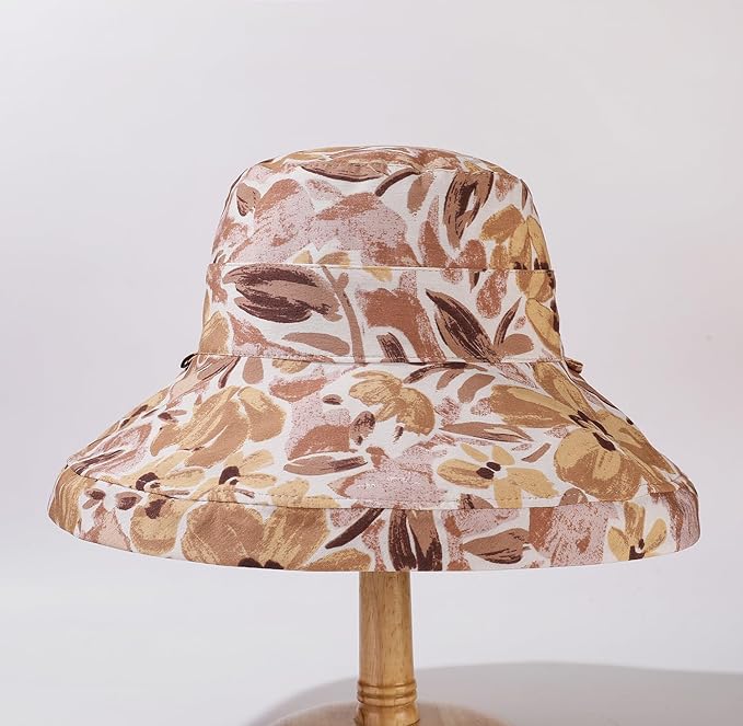 Wide Brim Women Sun Hat Summer Beach Bucket Fishing Hats Metal Wired Edge Packable UV Protection for Hiking Garden Travel