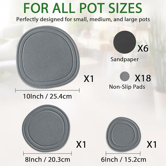 Plant Saucers for Indoors, 6 Pack 6 8 10 Inch Quick Drying Diatomite Plant Drip Water Catcher Trays for Pots, Diatomaceous Earth Planter Drainage Saucers Plates to Catch Water for Flower, Stone Gray