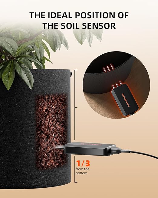 Spider Farmer GGS 3 in 1 Soil Sensor Pro 3Pcs, EC Moisture Temp Meter Tester with RJ12 Support Smart APP Control for Garden Indoor Grow Tent Room