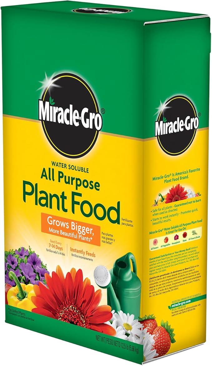 Miracle-Gro Water Soluble All Purpose Plant Food - Fertilizer for All Indoor or Outdoor Plants Including Roses, Flowers, Vegetables, Houseplants, Trees, and Shrubs, 12.5 lbs.