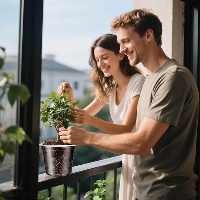 Transparent Plant Pot with Drainage Holes, Flower/Seed Starter Pots,Clear Plastic Nursery Pots for Plants with Plant Labels+Saucers+Mesh Pads+Marker (6 inch * 15)