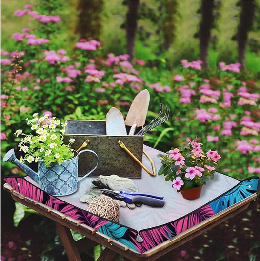 Large Repotting Mat for Indoor Plant 39.4"x39.4" Leaves Soil Change Mat Waterproof Planting Tray Foldable Succulent Potting Mat Gardening Gifts for Women Men Plant Lovers