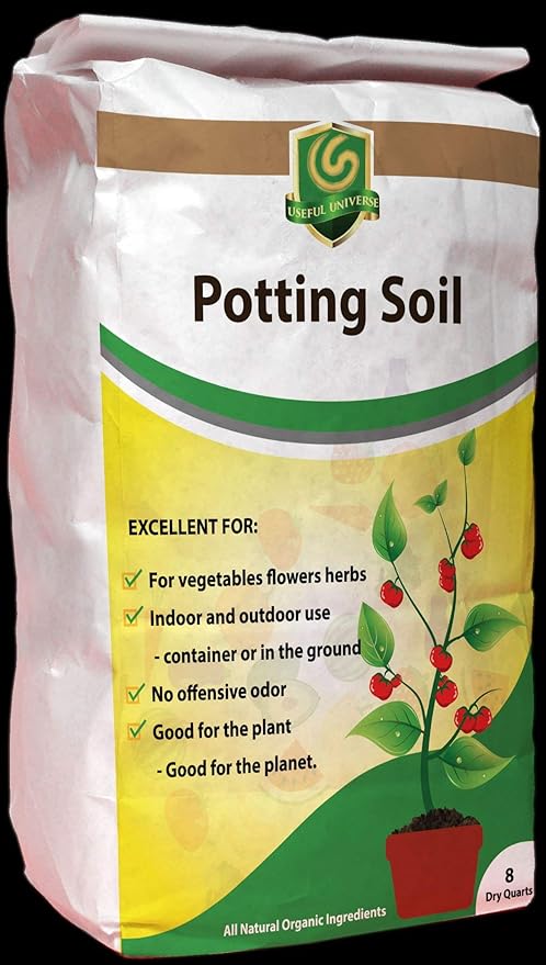 Organic Potting Mix Soil for Vegetables, Herbs and Flowers, 8 Quart