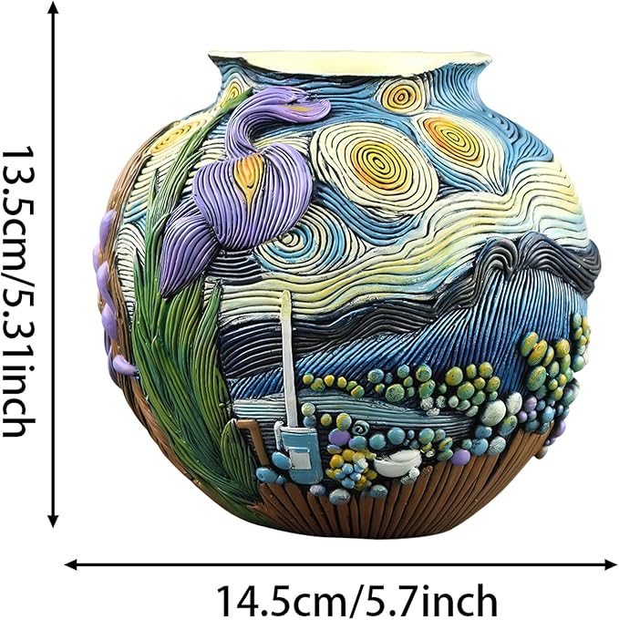 Starry Night Flower Pot Acolorful Art Resin Vase Unique Indoor and Outdoor Potted Plant Container for Home Balcony Decoration (1PCS)