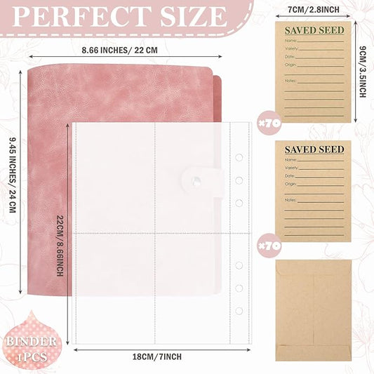 Seed Storage Organizer 35 Sheets with 140 Seed Envelopes, Resealable Garden Seed Pocket Bags Sealing Seed Packet Seed Saving Binder Vegetable Seed Collecting Template gift for Christmas Xmas holiday
