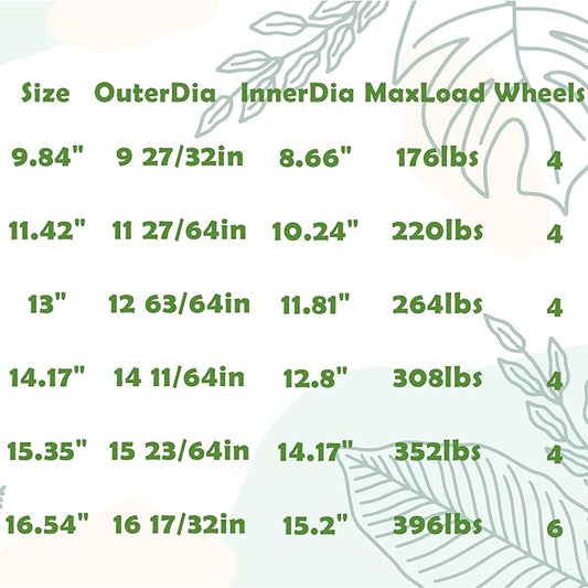 13 Inch Square Rolling Plant Caddy Saucer with Wheels, Heavy Duty Wheeled Planter Stand for Potted Plant, Coaster Roller Base Tray with Casters, Flower Pot Dolly Holder for Indoor Outdoor