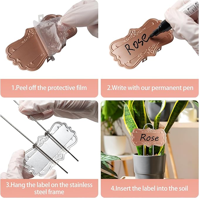 30 Pack Metal Plant Labels,Larger Area 3.7"X 2" Waterproof Garden Markers for Plants Outdoor with 2 Pens,Reusable Aluminum Plant Label Stakes Name Tags for Vegetables Herb Flowers Seedlings