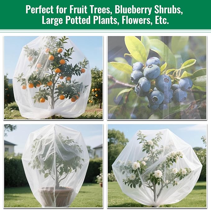 Mckanti 8.2 x 6.6 ft Fruit Tree Netting with Zipper and Drawstring for Garden, Bird Netting Covers for for Fruit Trees to Prevent Squirrels, Birds 