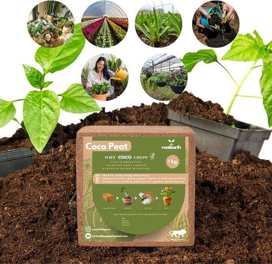 1kg Coco Peat Brick – Coconut Coir Growing Medium for Gardening, Seedlings, Indoor Plants & Potting Soil Mix
