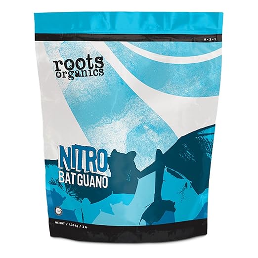 Roots Organics Nitro Bat Guano, Water Soluble Plant Fertilizer Powder with Nitrogen, Phosphorus and Calcium for Robust Growth, 3 Pound Bag