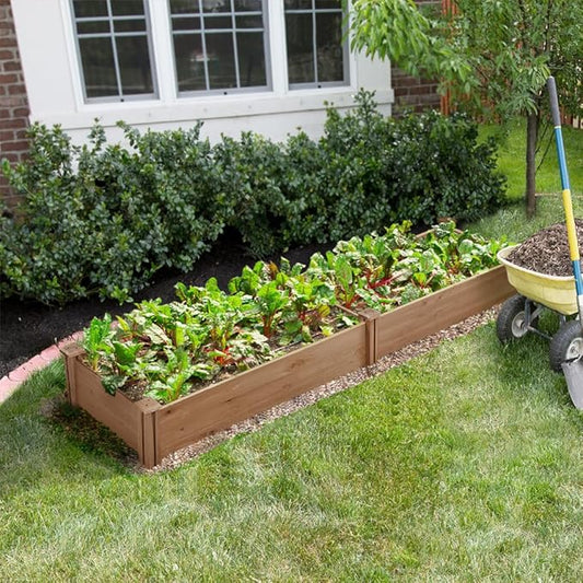 Topeakmart 95 x 25 x 11inches Wooden Elevated Raised Garden Bed 8x2ft Raised Kit Divisible - Garden Planter Boxes for Vegetables Outdoor Outside, Brown